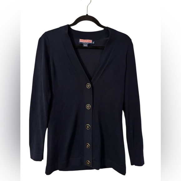 Vineyard Vines Navy  Cardigan with Large Buttons Longer V‎ Neck Size XS - Picture 1 of 4